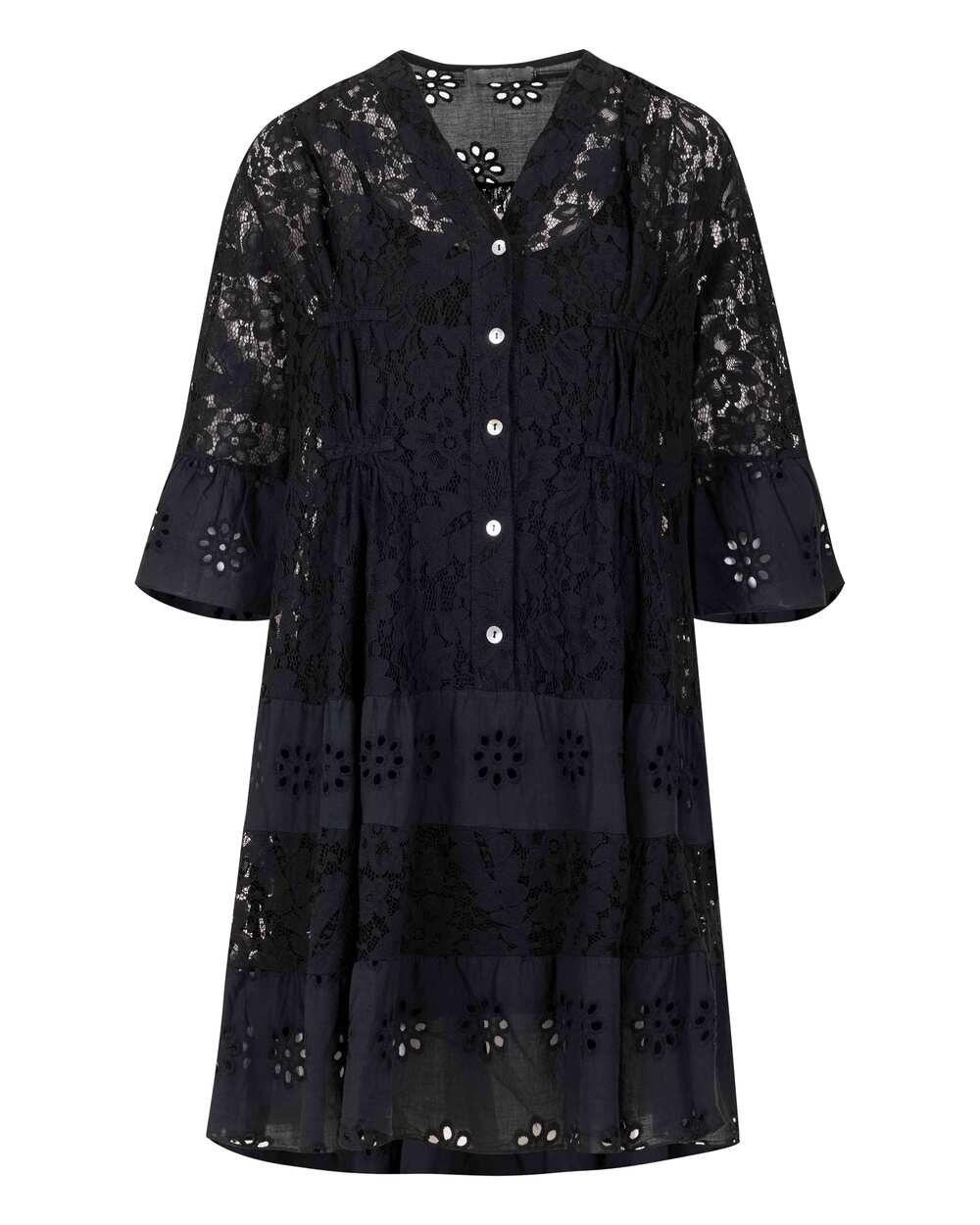 Düğmeli Dantel Elbise