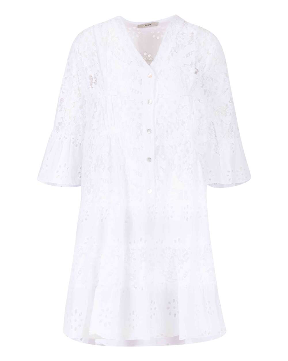 Düğmeli Dantel Elbise