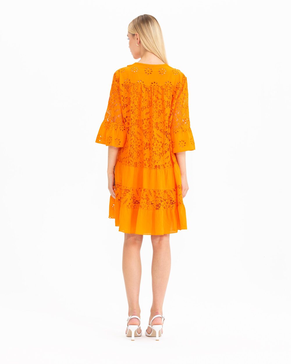 Düğmeli Dantel Elbise