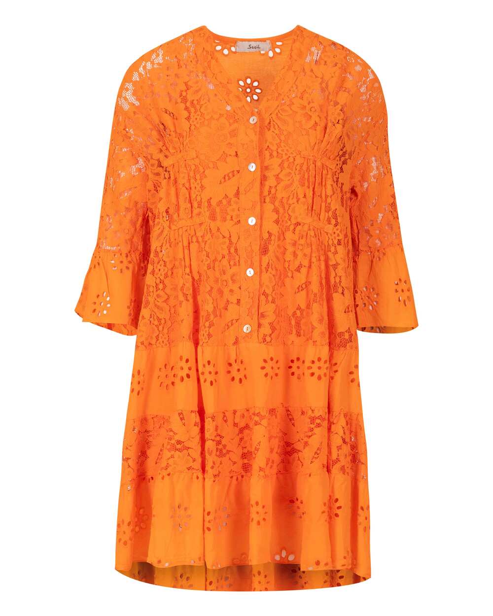 Düğmeli Dantel Elbise