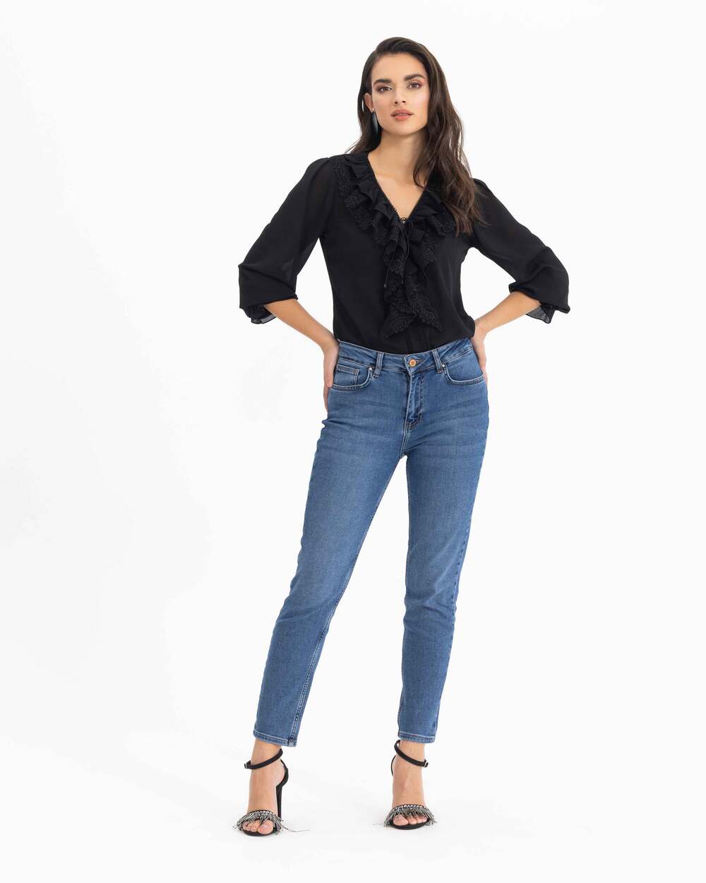 Ruffle V-Neck Blouse