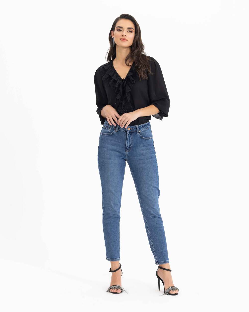 Ruffle V-Neck Blouse
