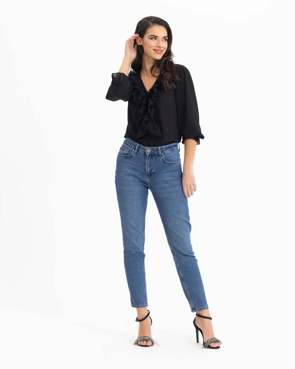 Ruffle V-Neck Blouse