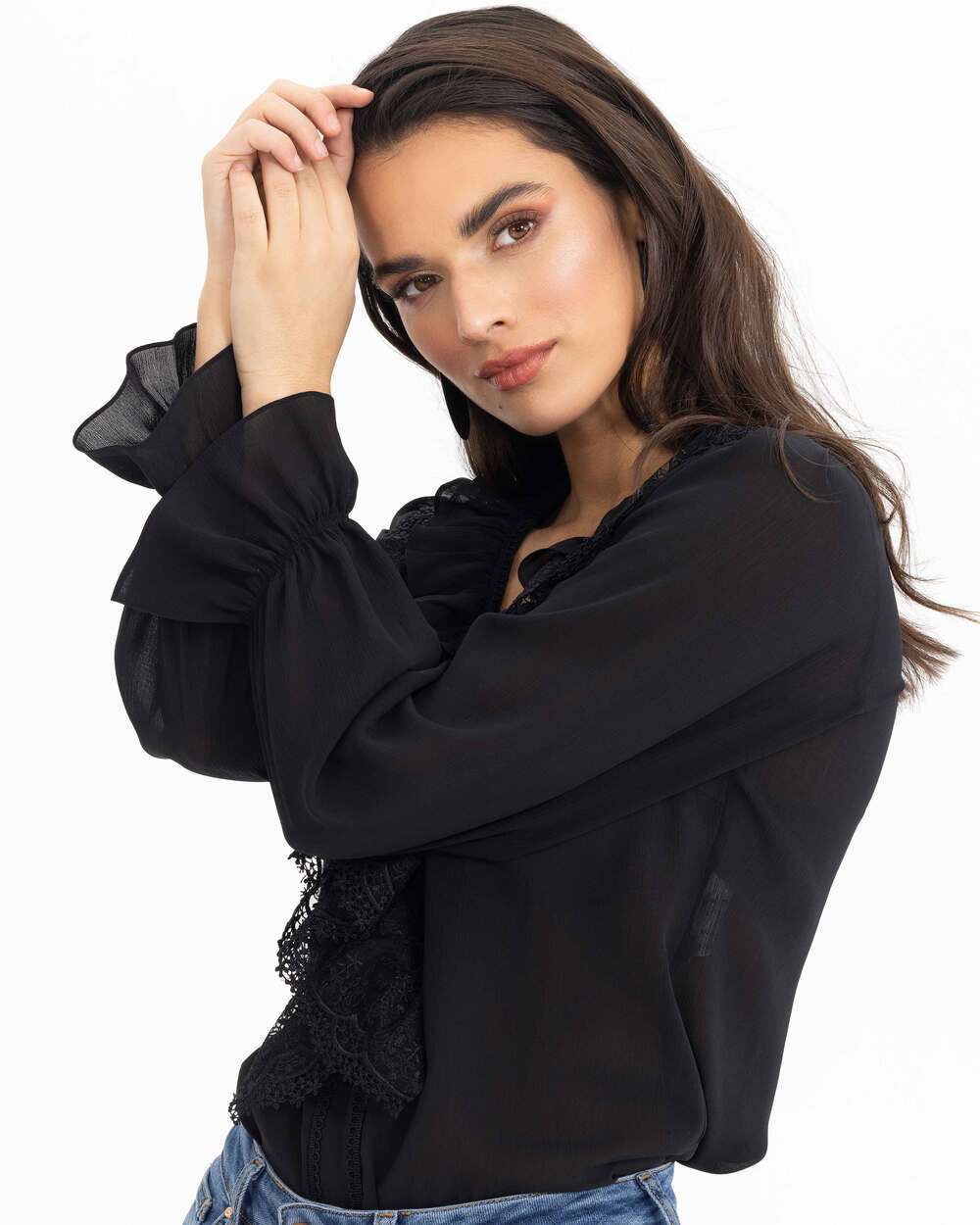 Ruffle V-Neck Blouse