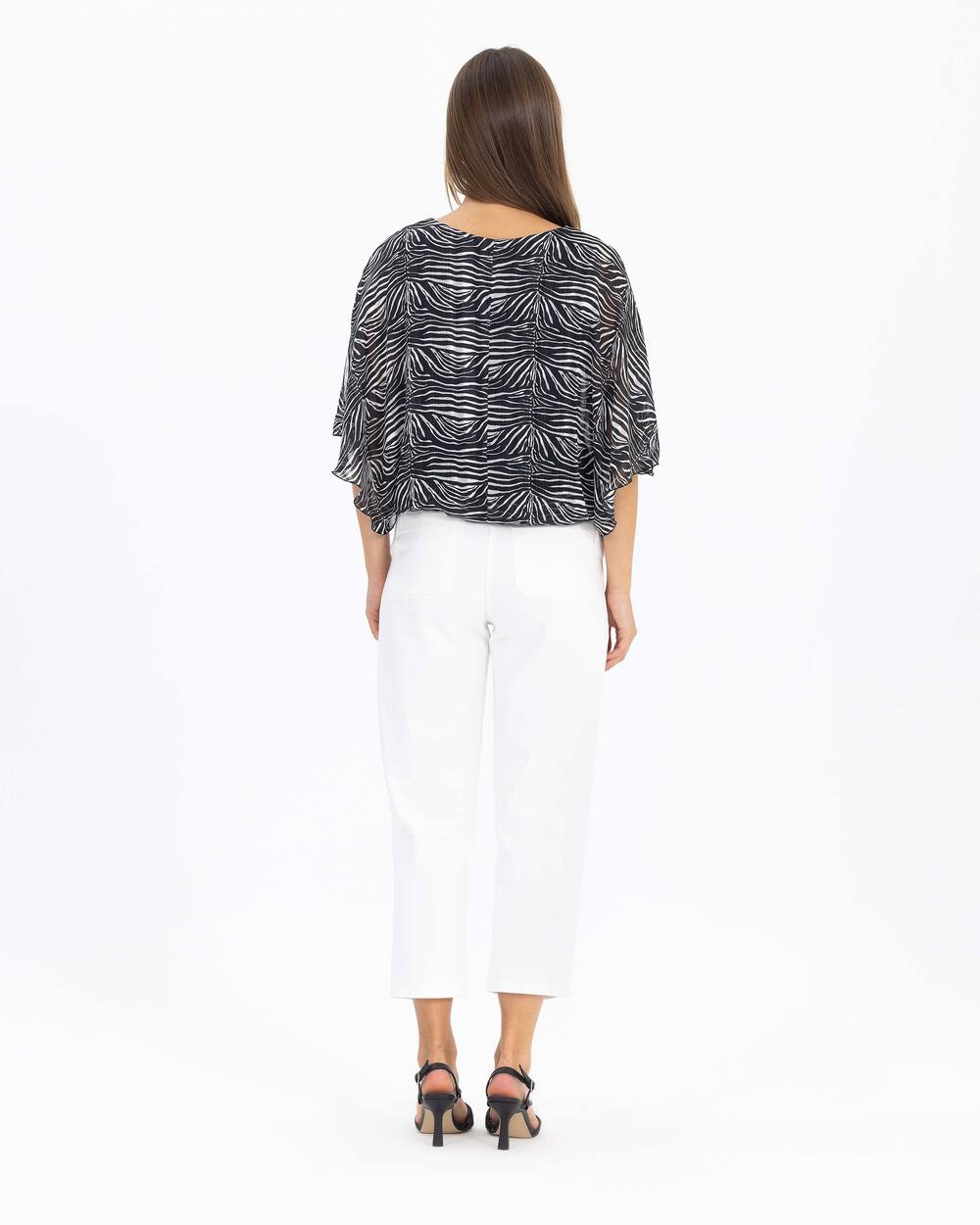 Zebra Desenli Pelerin Kollu Bluz
