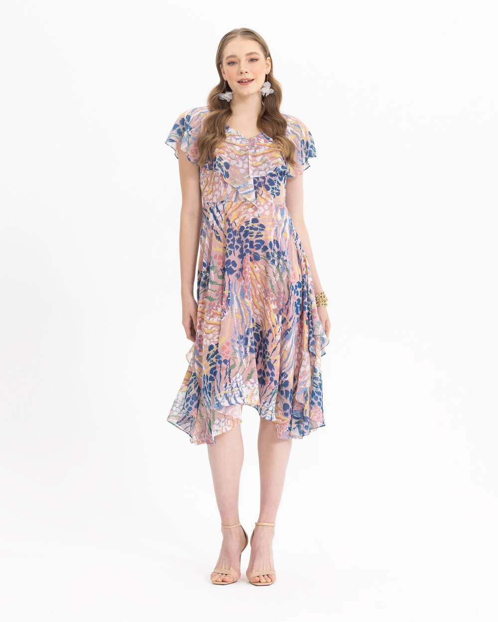 Patterned chiffon hot sale dress