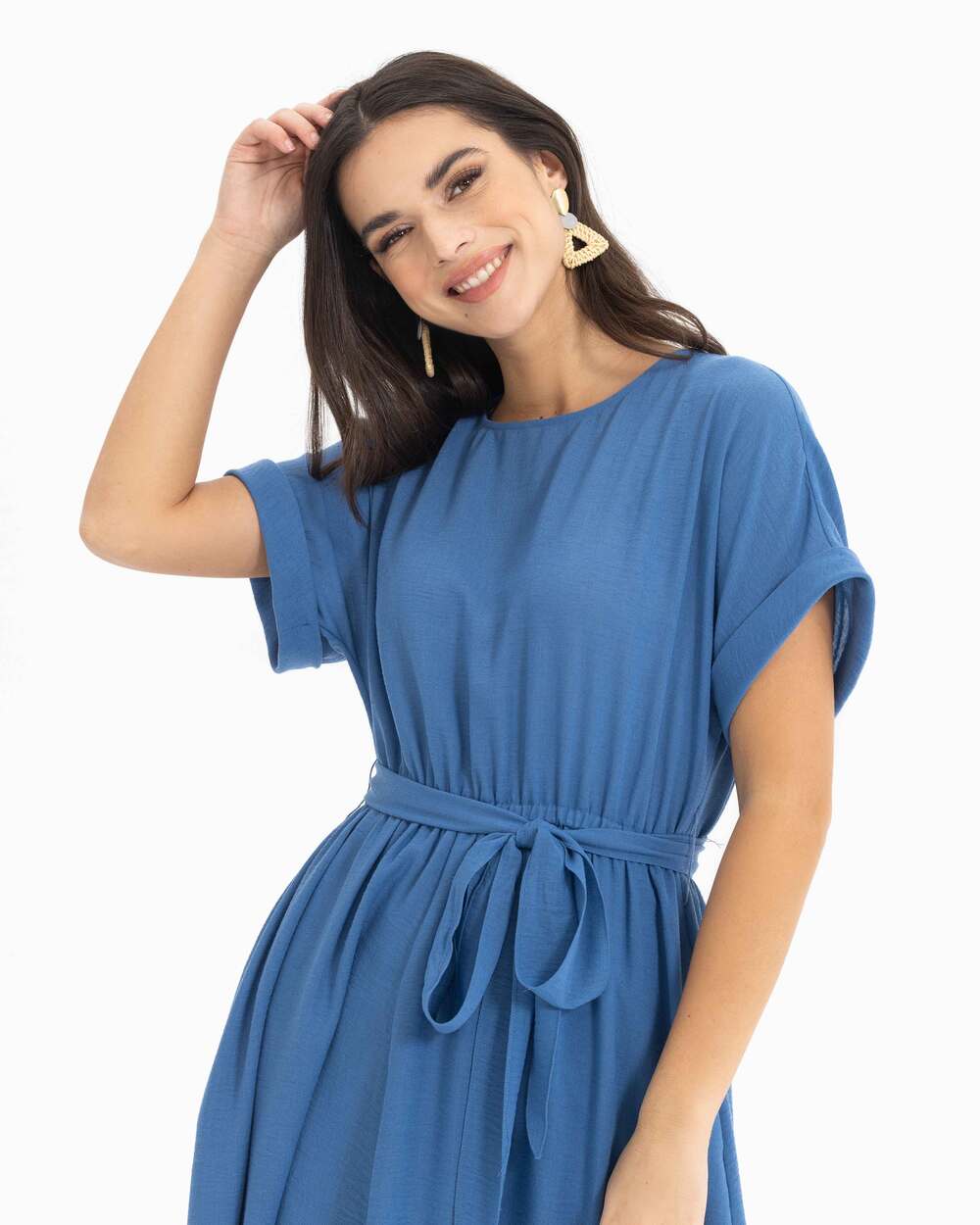 Beli Lastikli Midi Boy Elbise