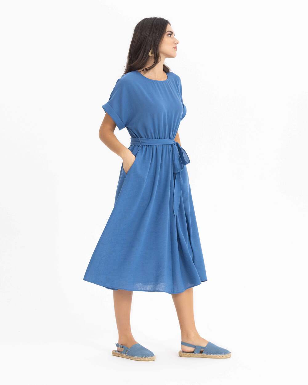 Beli Lastikli Midi Boy Elbise