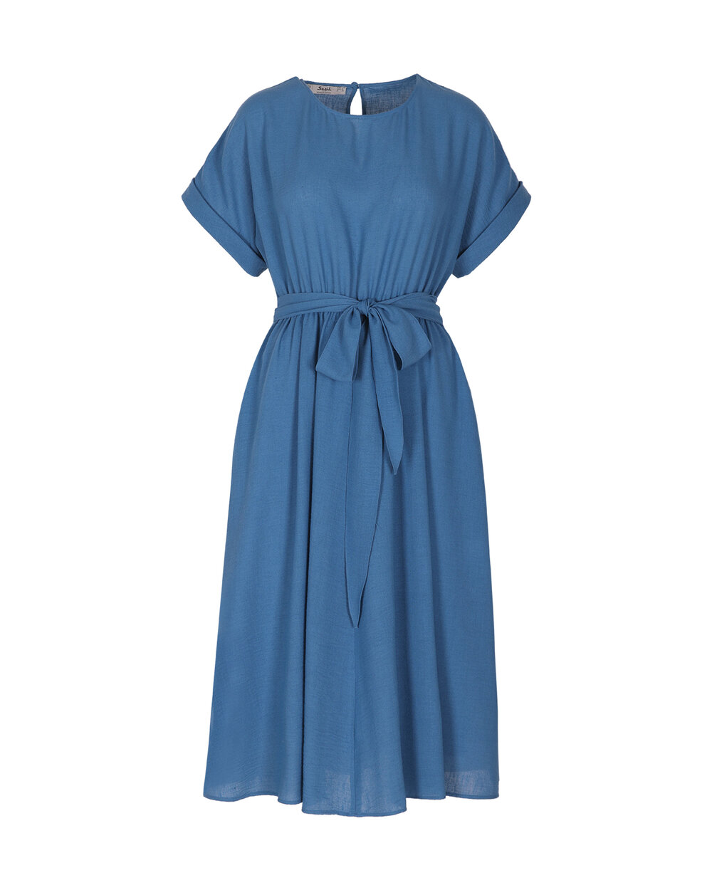 Beli Lastikli Midi Boy Elbise