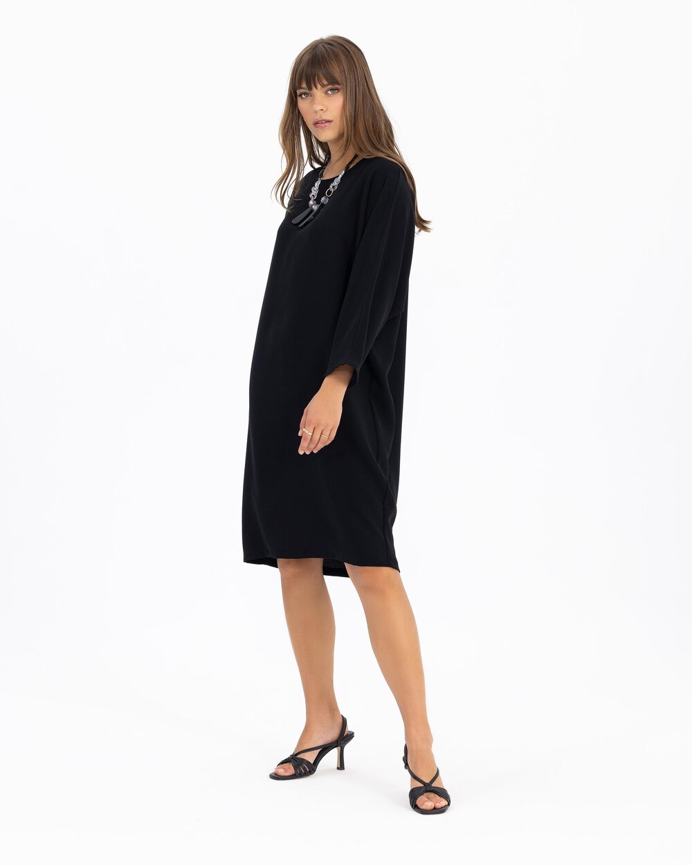 Straight Cut Three Quarter Sleeve Dress