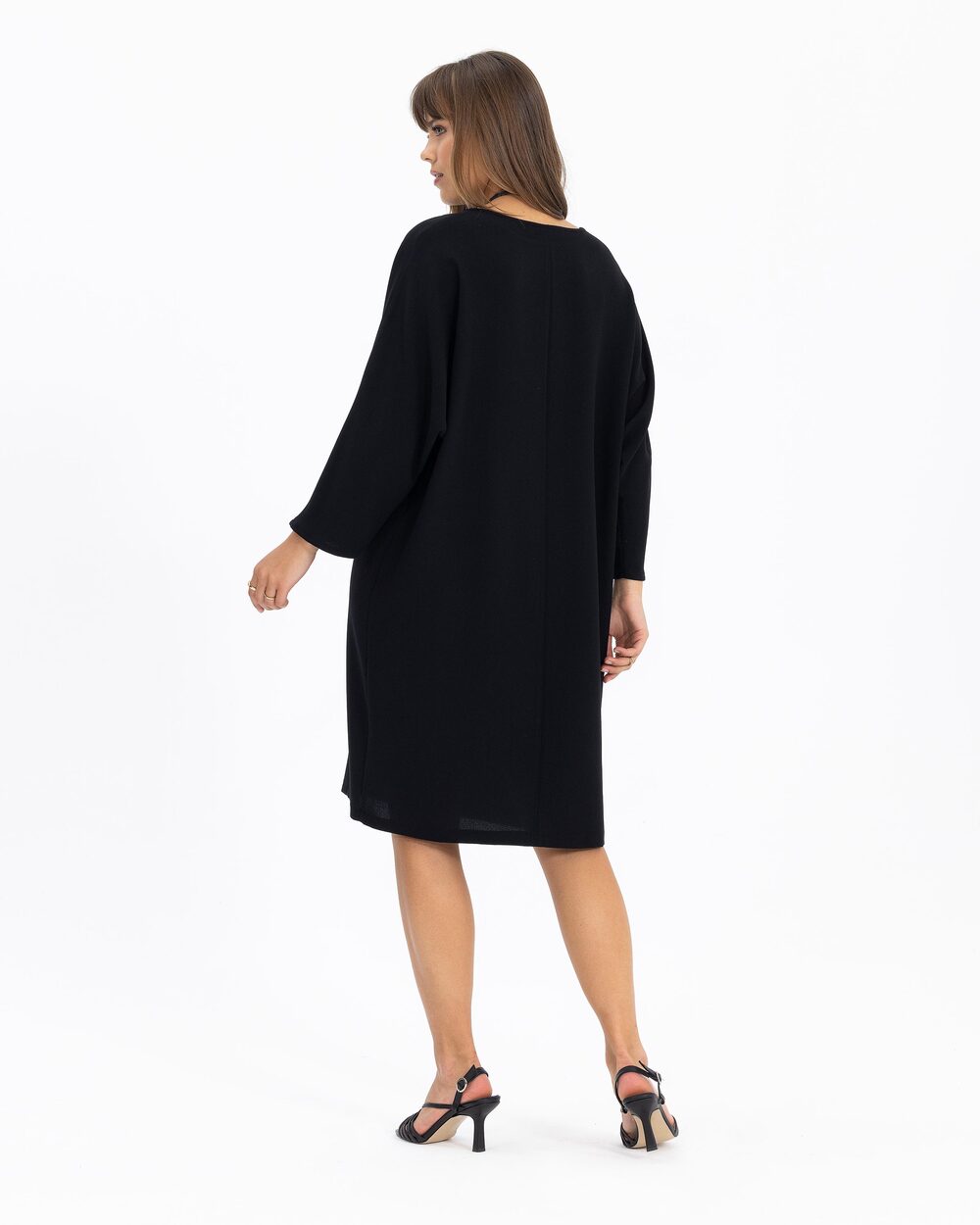 Straight Cut Three Quarter Sleeve Dress