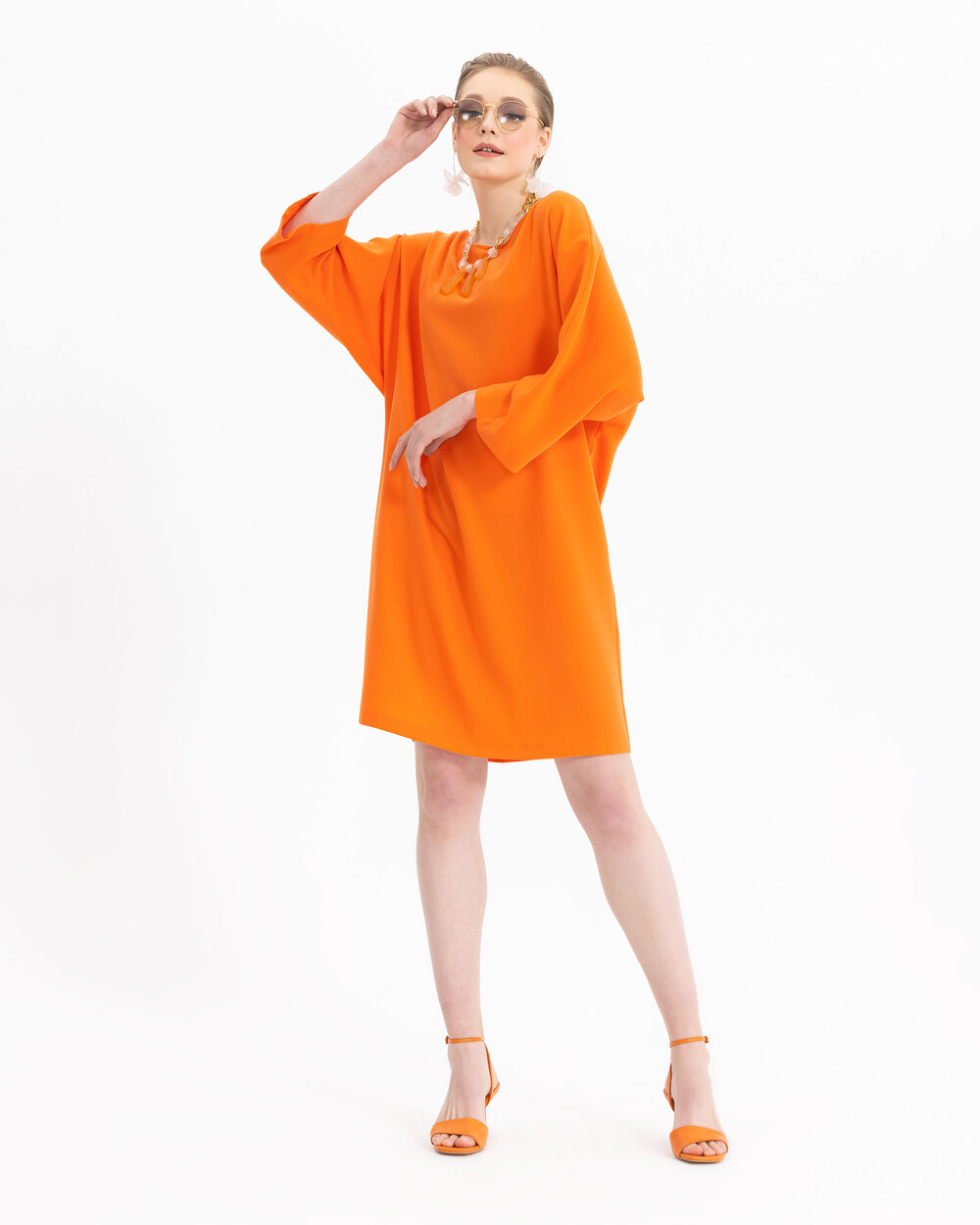 Straight Cut Three Quarter Sleeve Dress