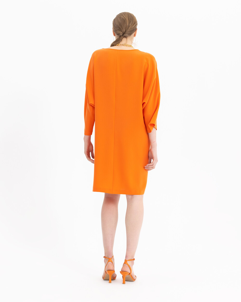 Straight Cut Three Quarter Sleeve Dress