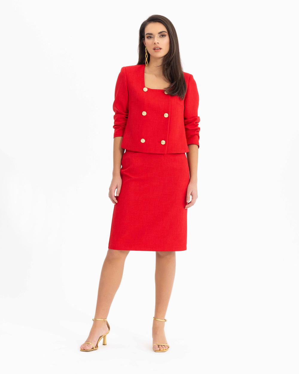 Button Detailed Square Collar Jacket