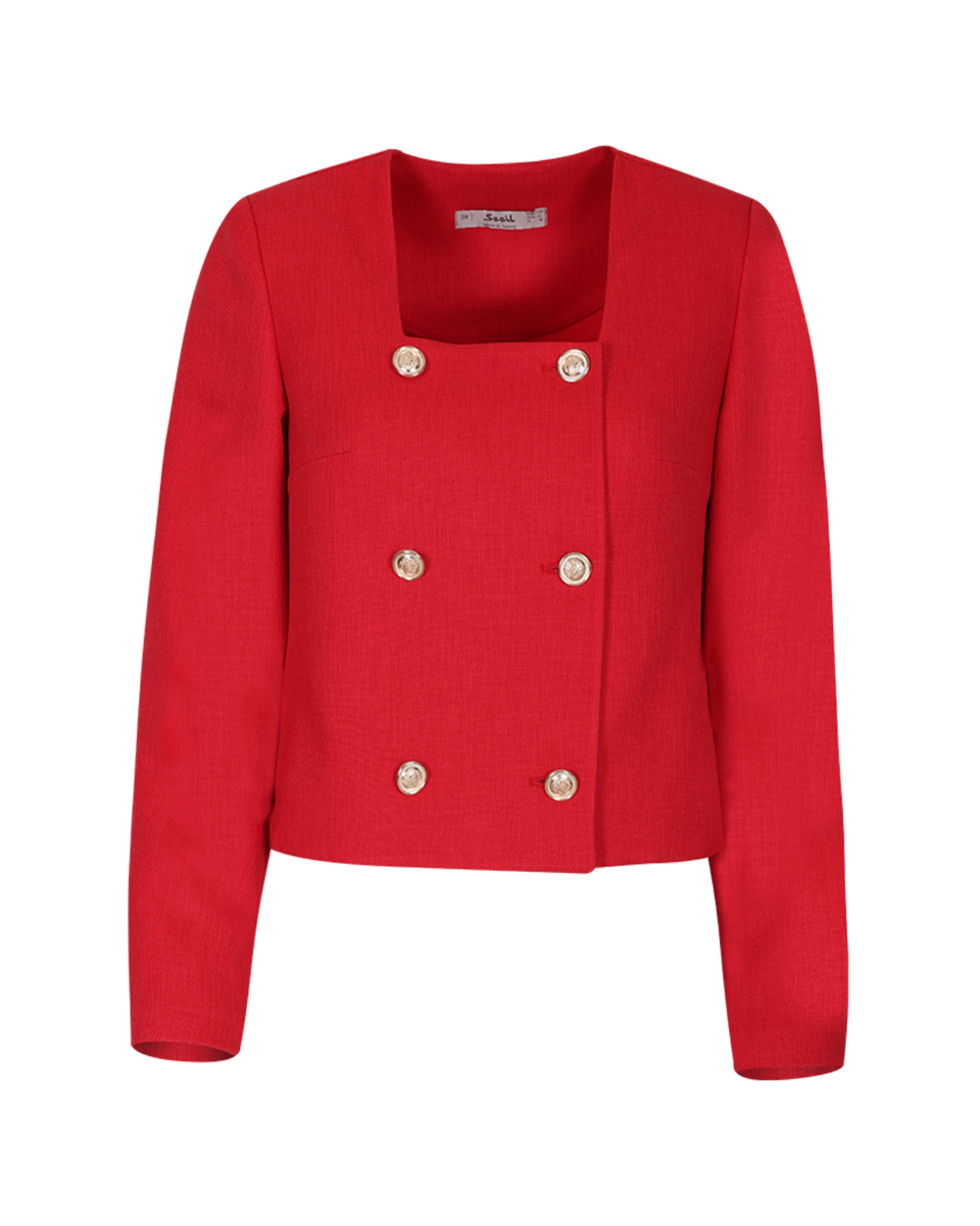 Button Detailed Square Collar Jacket