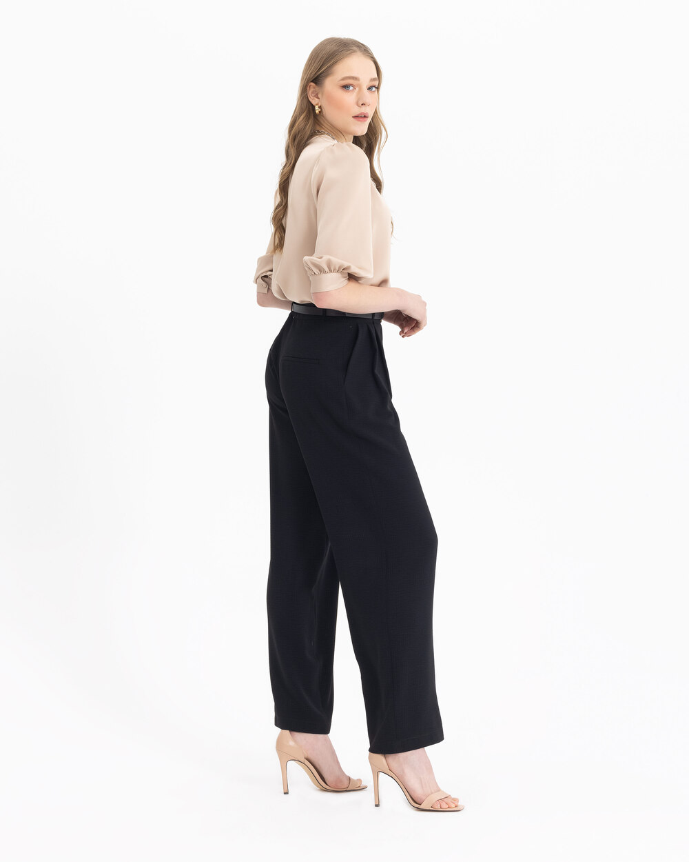 Saint Genies Cream Belted Wide Leg Trouser | Shop the latest fashion online  @ DV8