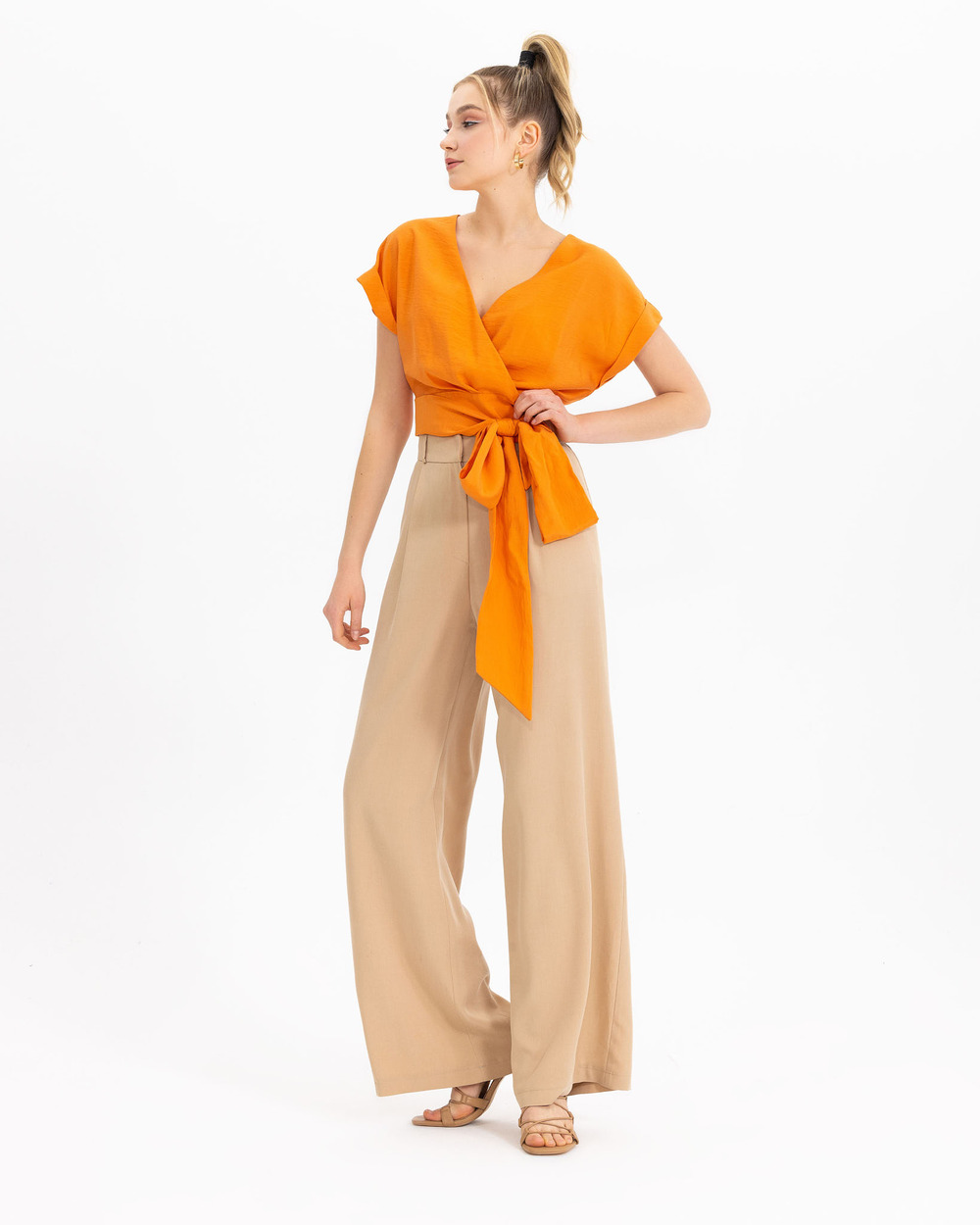 Pile Detaylı Palazzo Pantolon