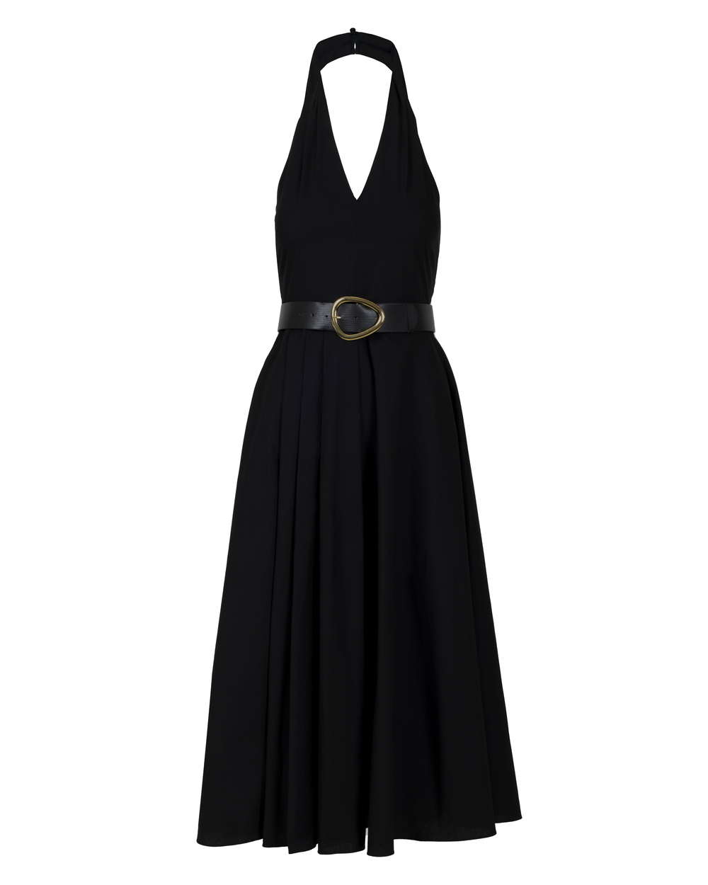 Halter Neck Belted Midi Dress