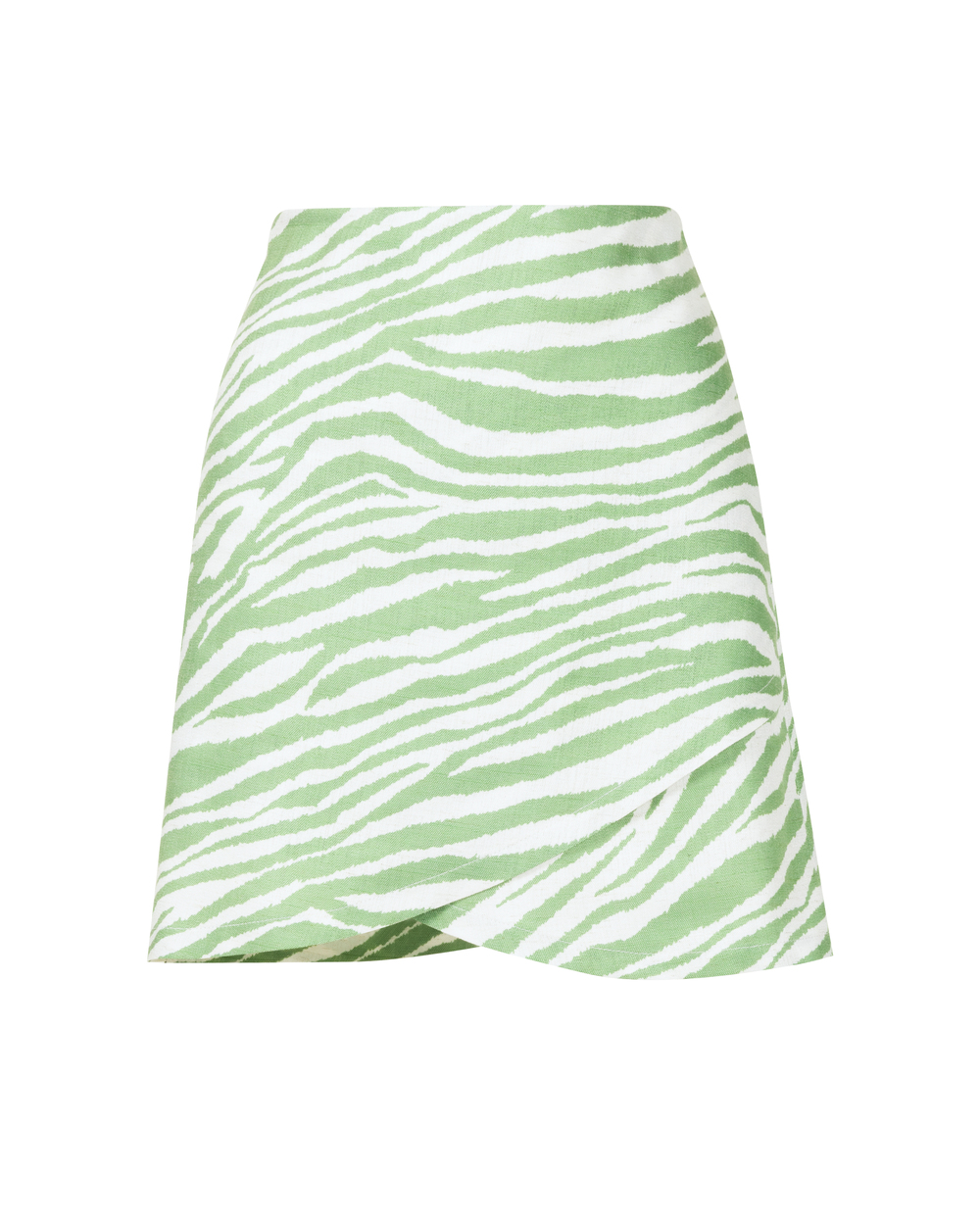  Zebra Patterned Mini Length Linen Skirt