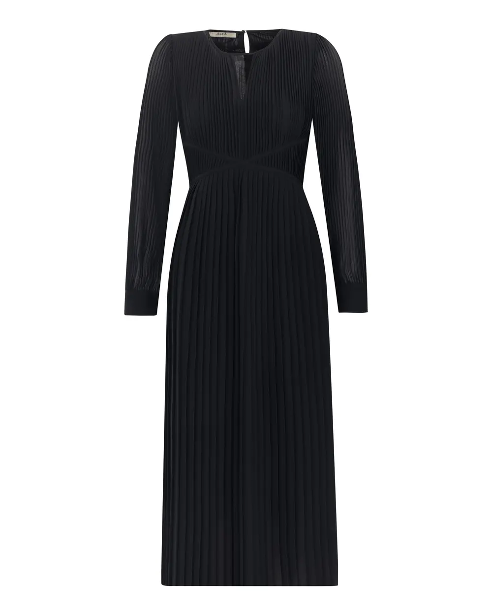 Pliseli Pencere Detay Midi Boy Elbise