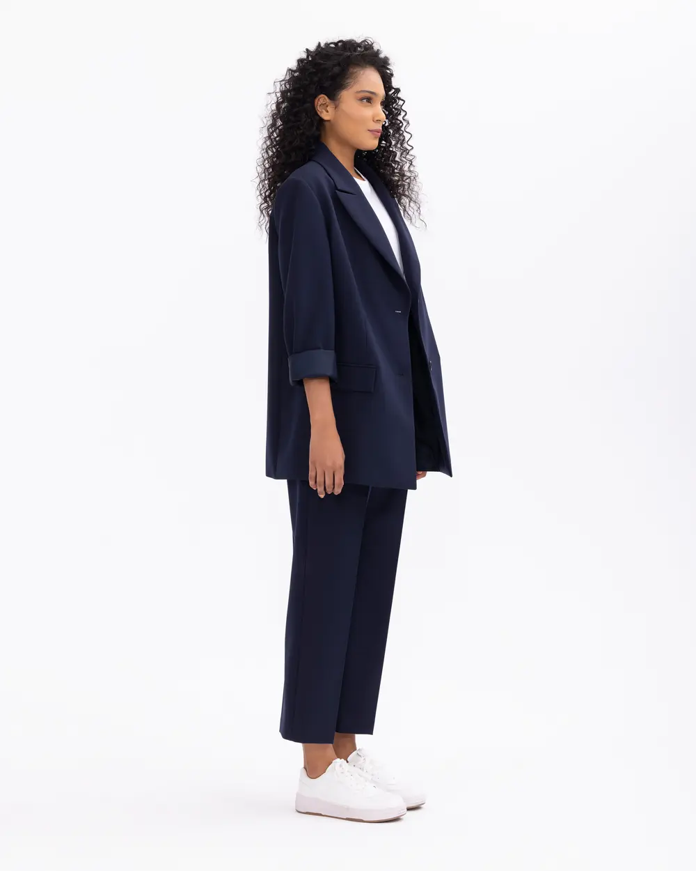 Kruvaze Yakalı Oversize Blazer Ceket