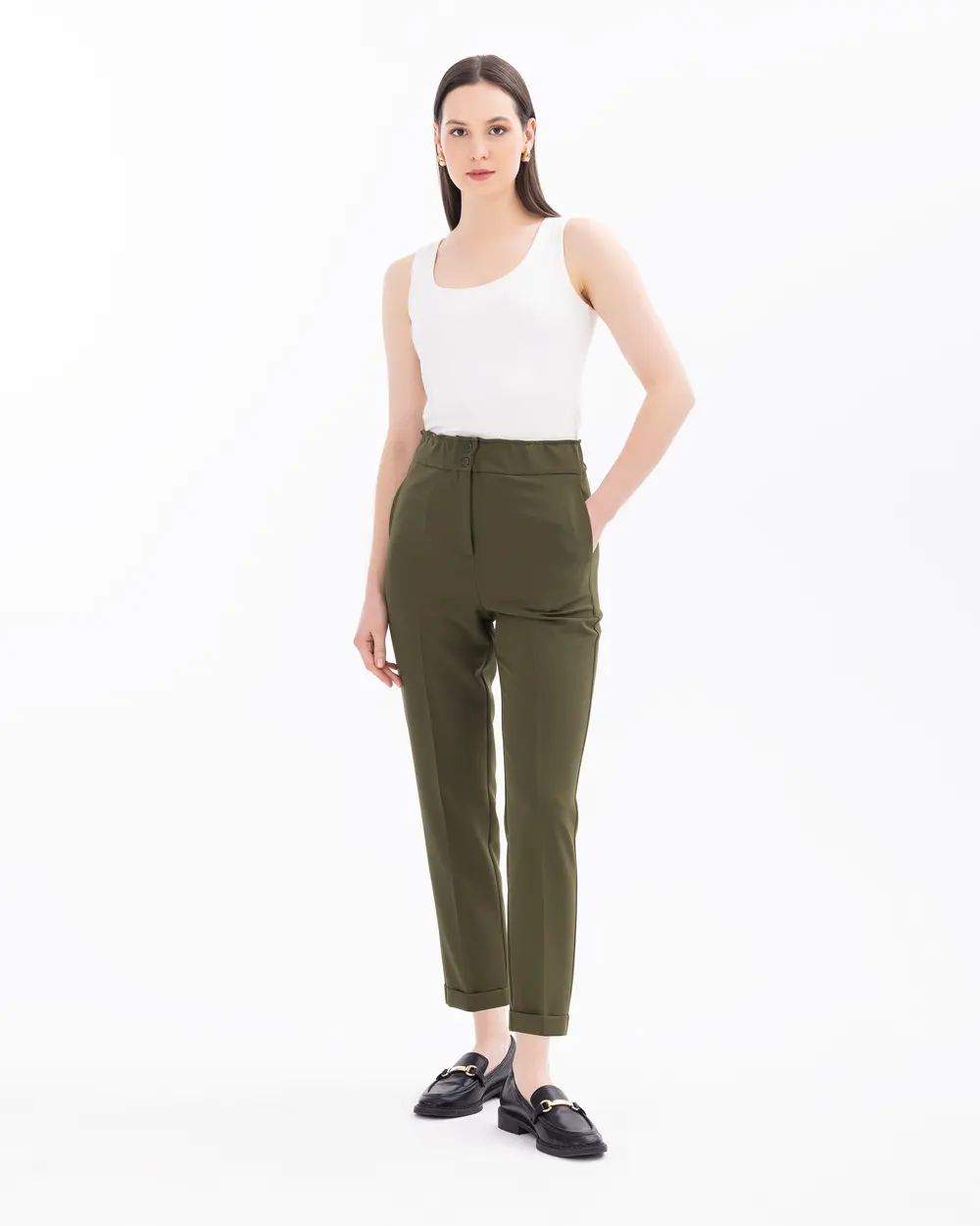 Ankle-Length Carrot Cut Trousers