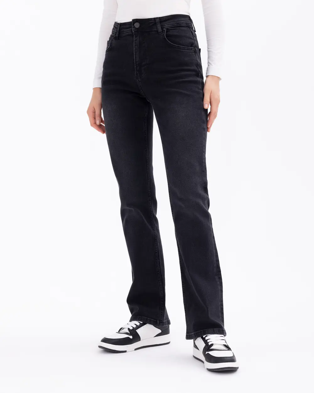 High-Waist Full-Length Jean Trousers