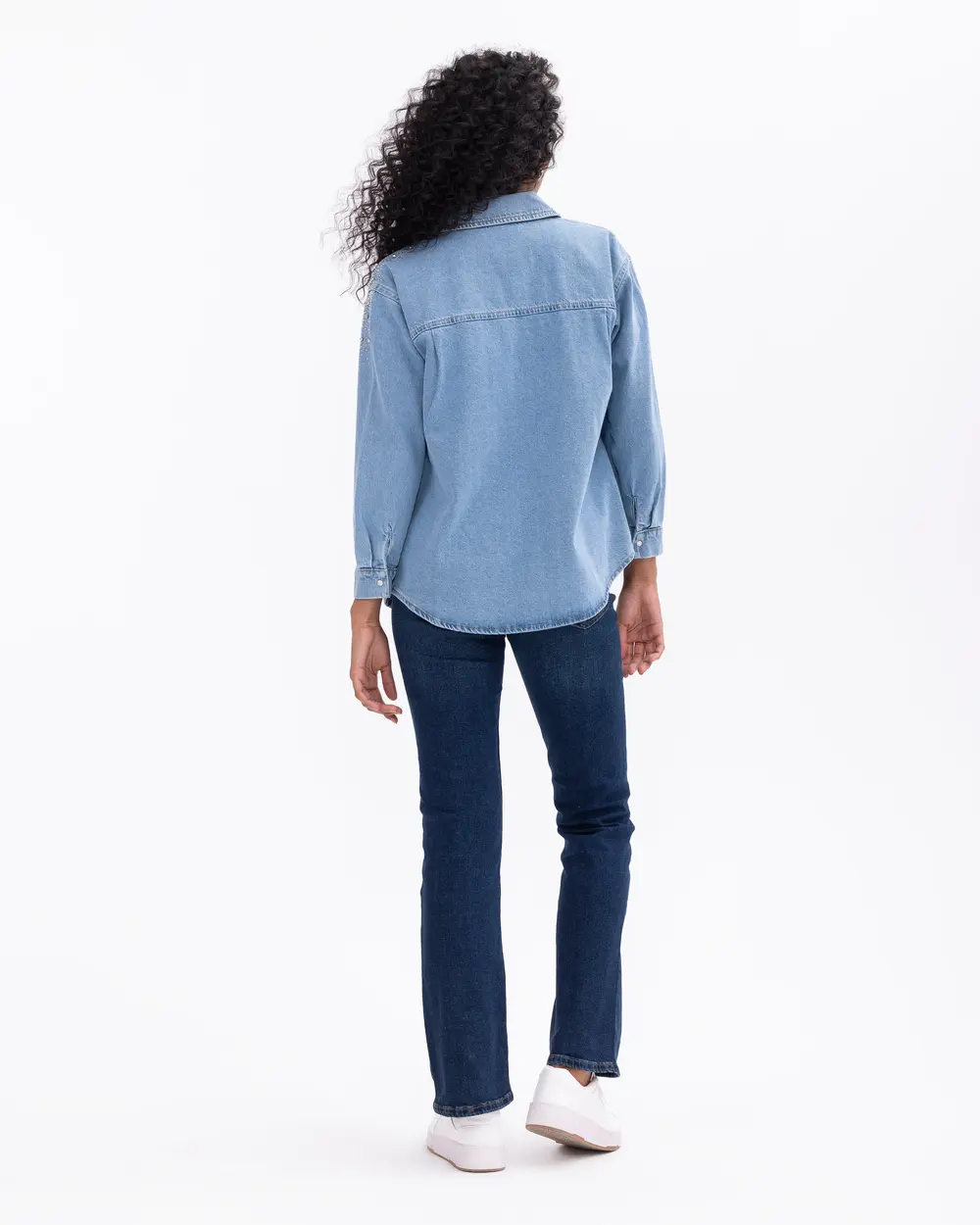 Stone-Embellished Denim Shirt