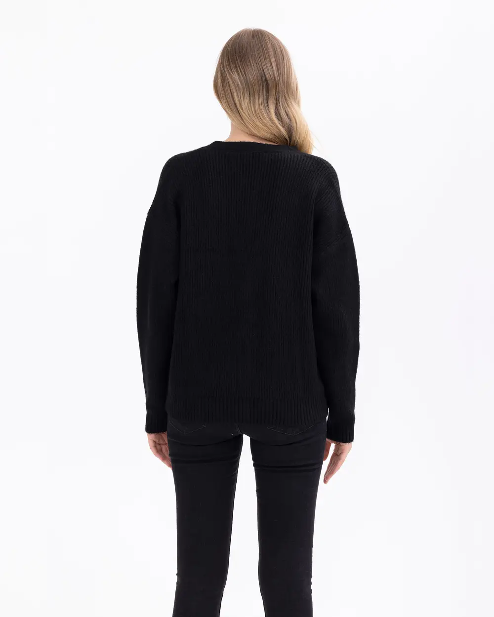 Button-Detailed Waist-Length Knit Cardigan