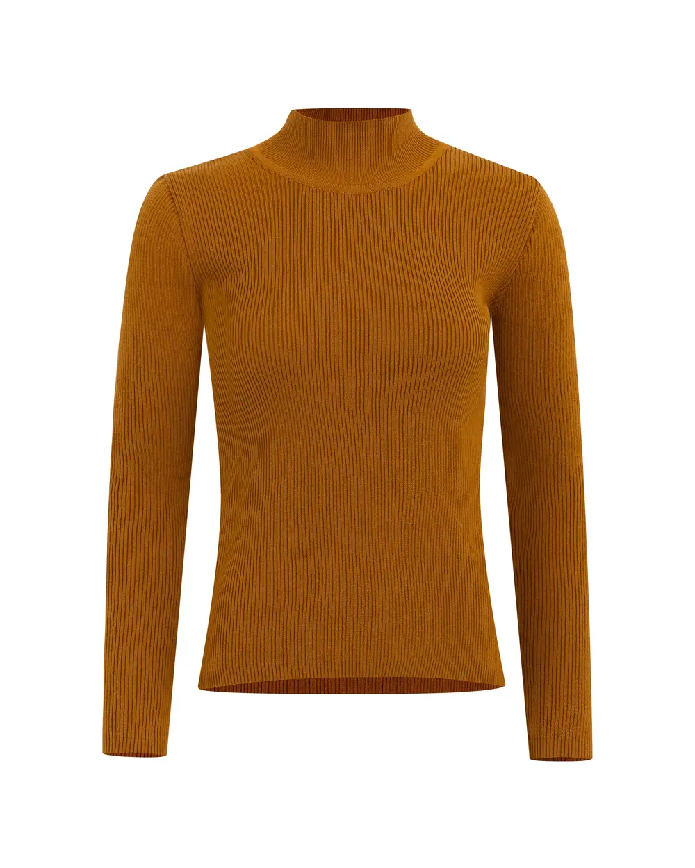 High-Necked Ribbed Knit Blouse