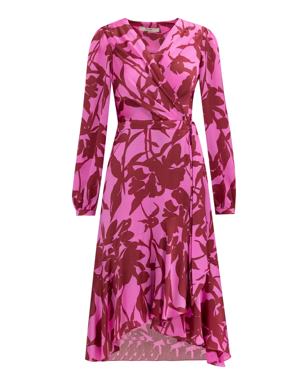 Desenli Kruvaze Yakalı Midi Boy Elbise