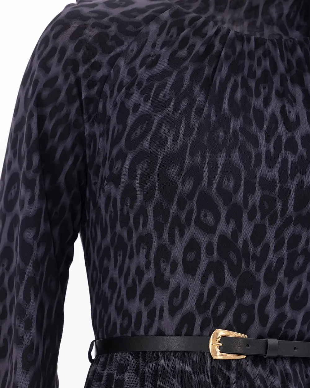 Leopard Print Belted Elastic Waist Dress
