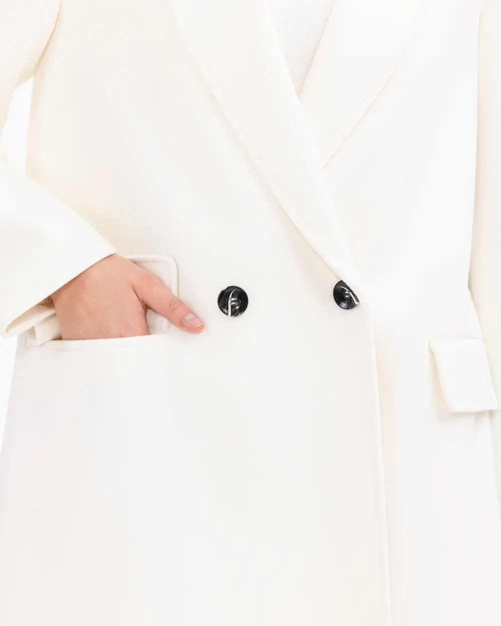 Contrast Button Double Breasted Collar Coat
