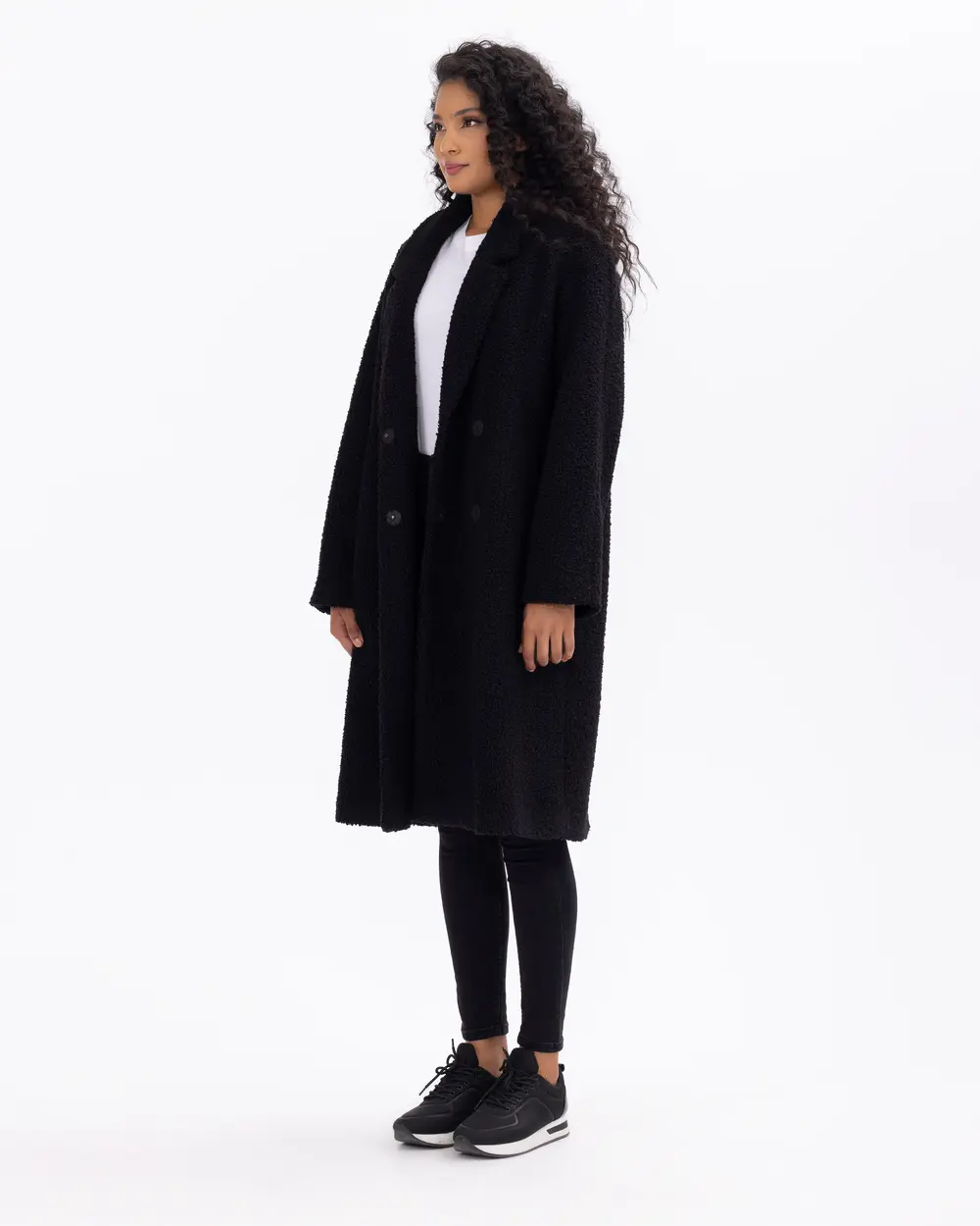 Düğmeli Rahat Kesim Buklet Kaban