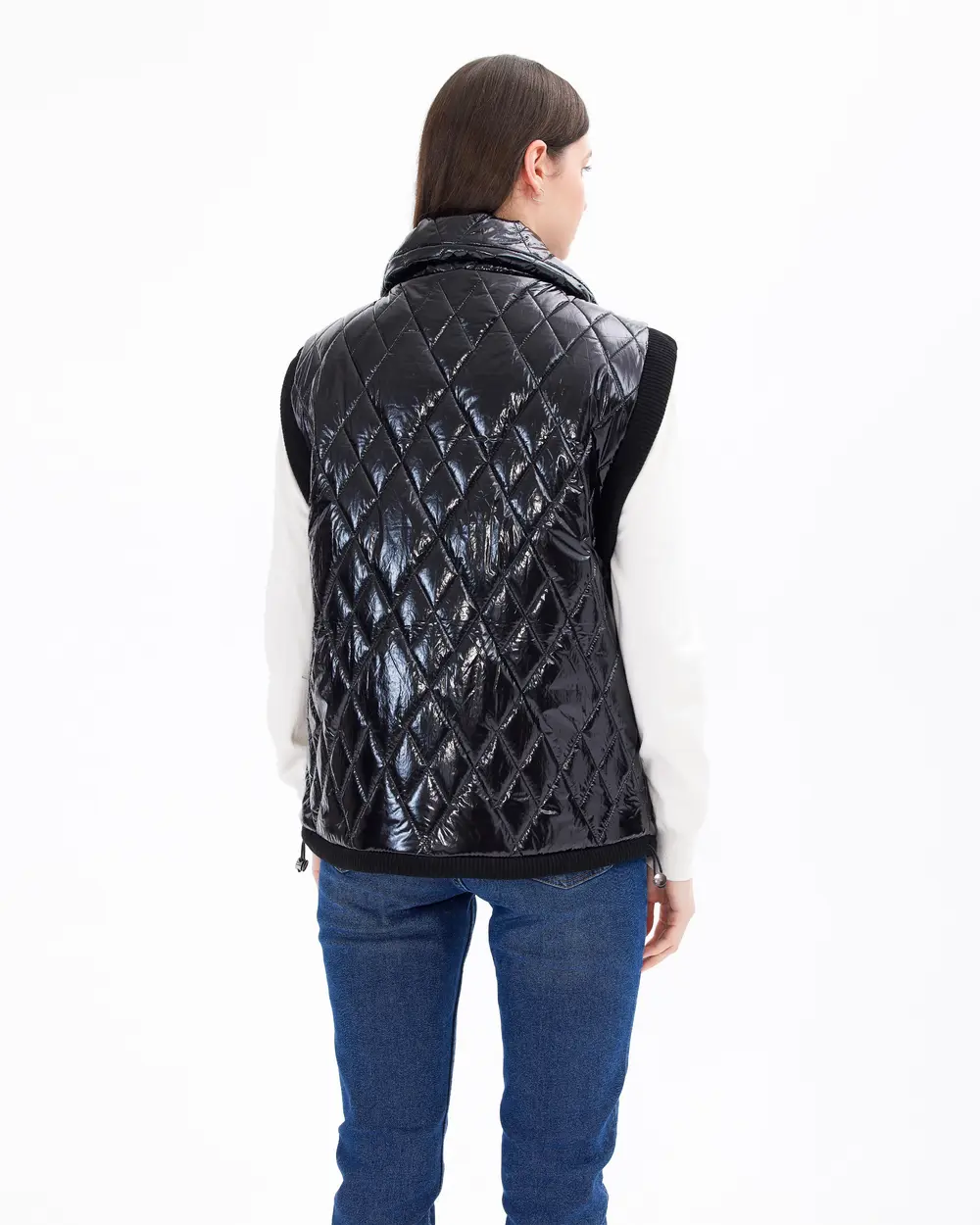 Quilted Vest with Stand Collar