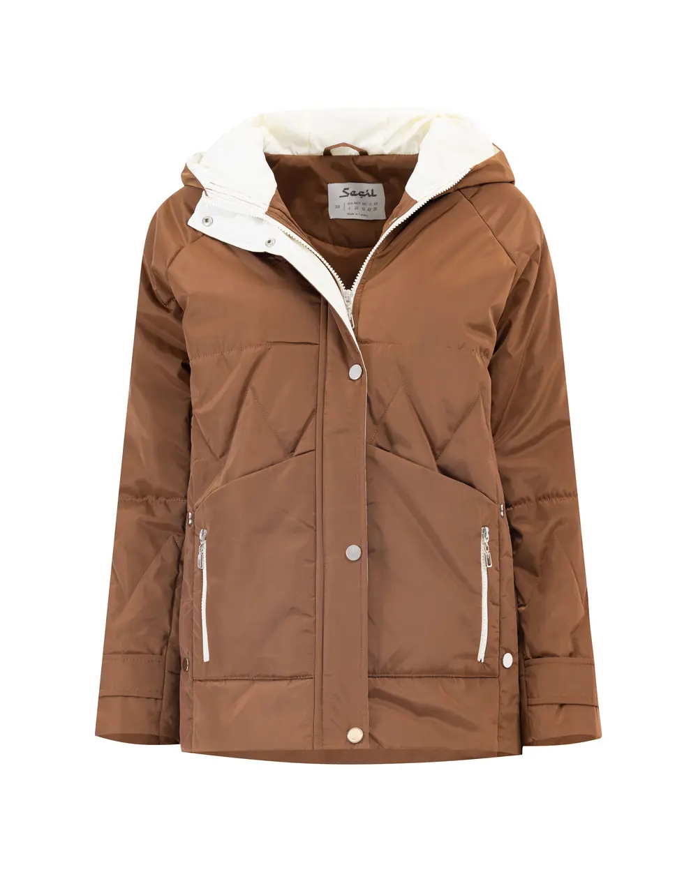 Snap Button Hooded Water Repellent Coat