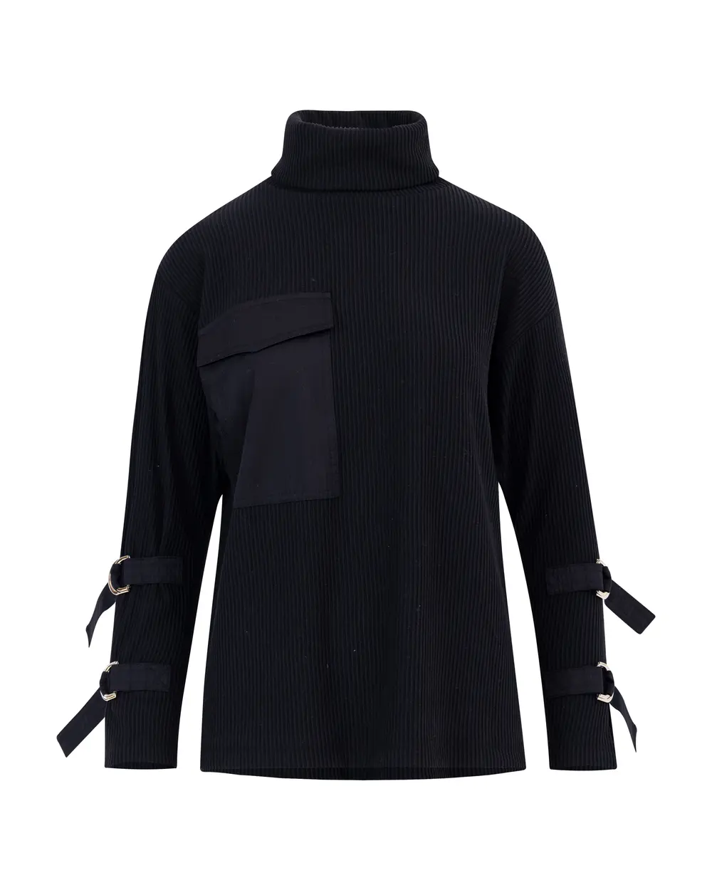 Corded Blouse with Sleeve Detail and Pockets