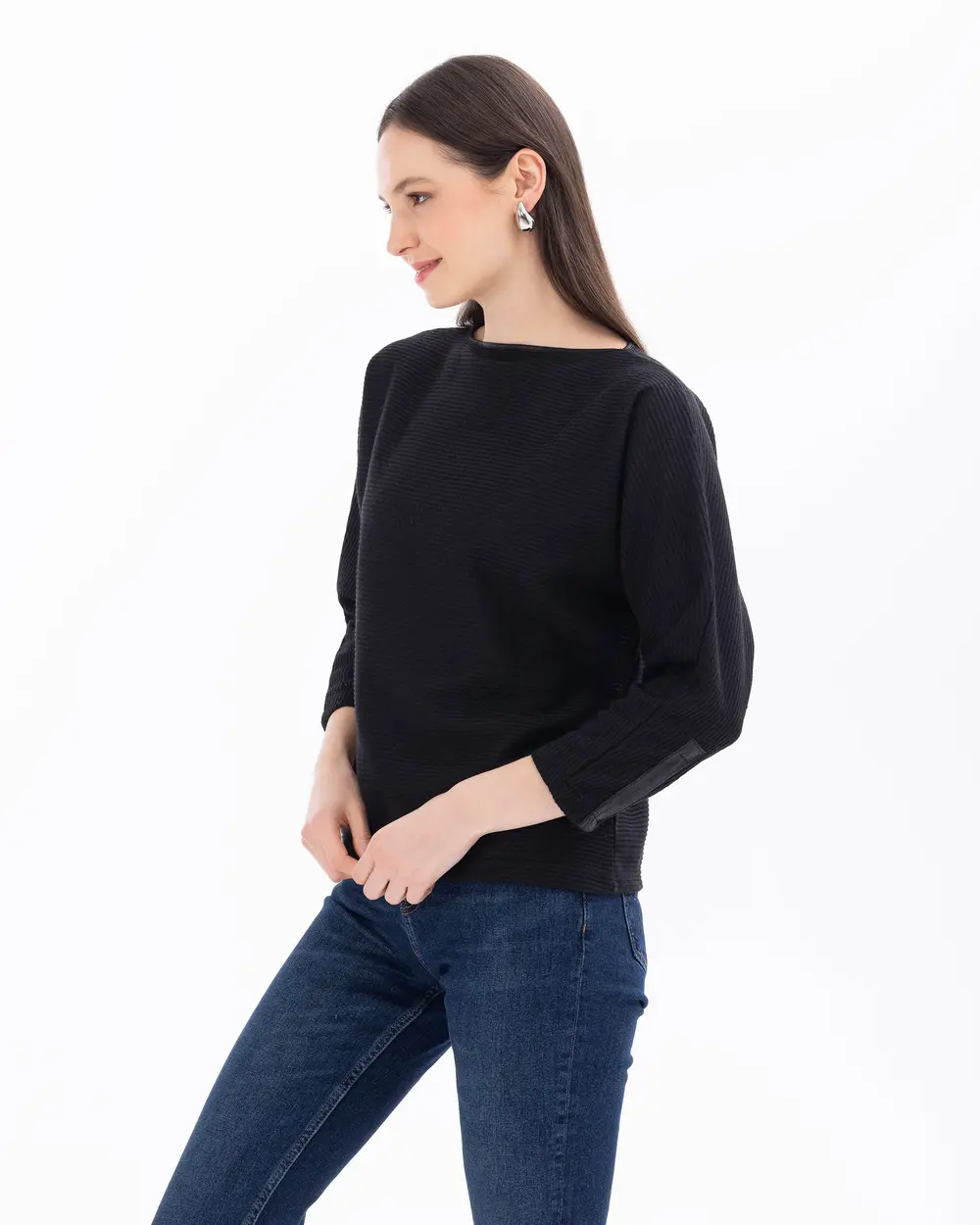 Batwing Sleeve Round Neck Blouse