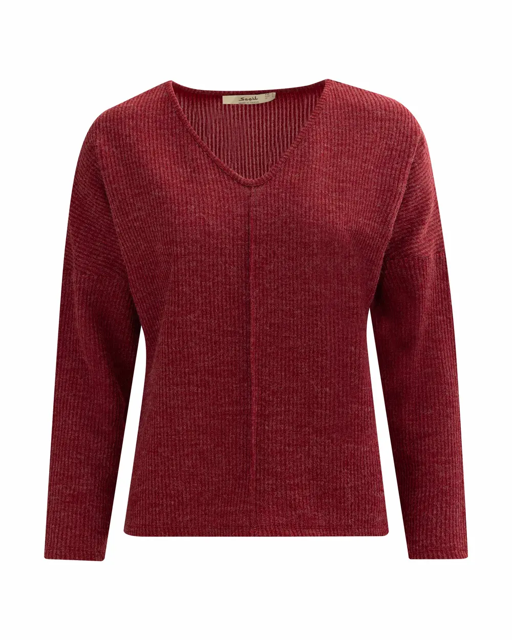 Knitted Fabric V-Neck Long Sleeve Blouse