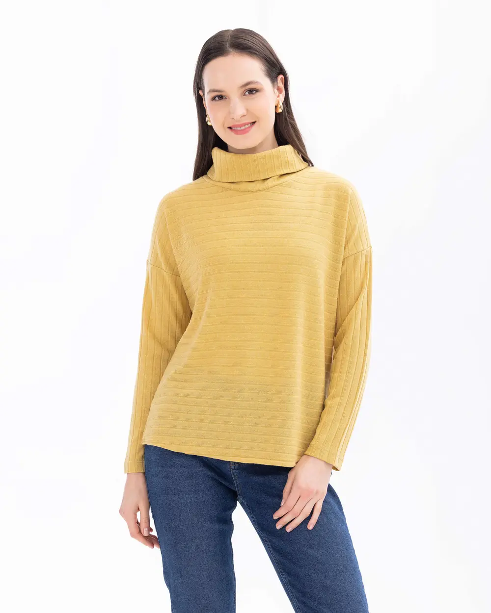 Turtleneck Short-Sleeve Basic Blouse