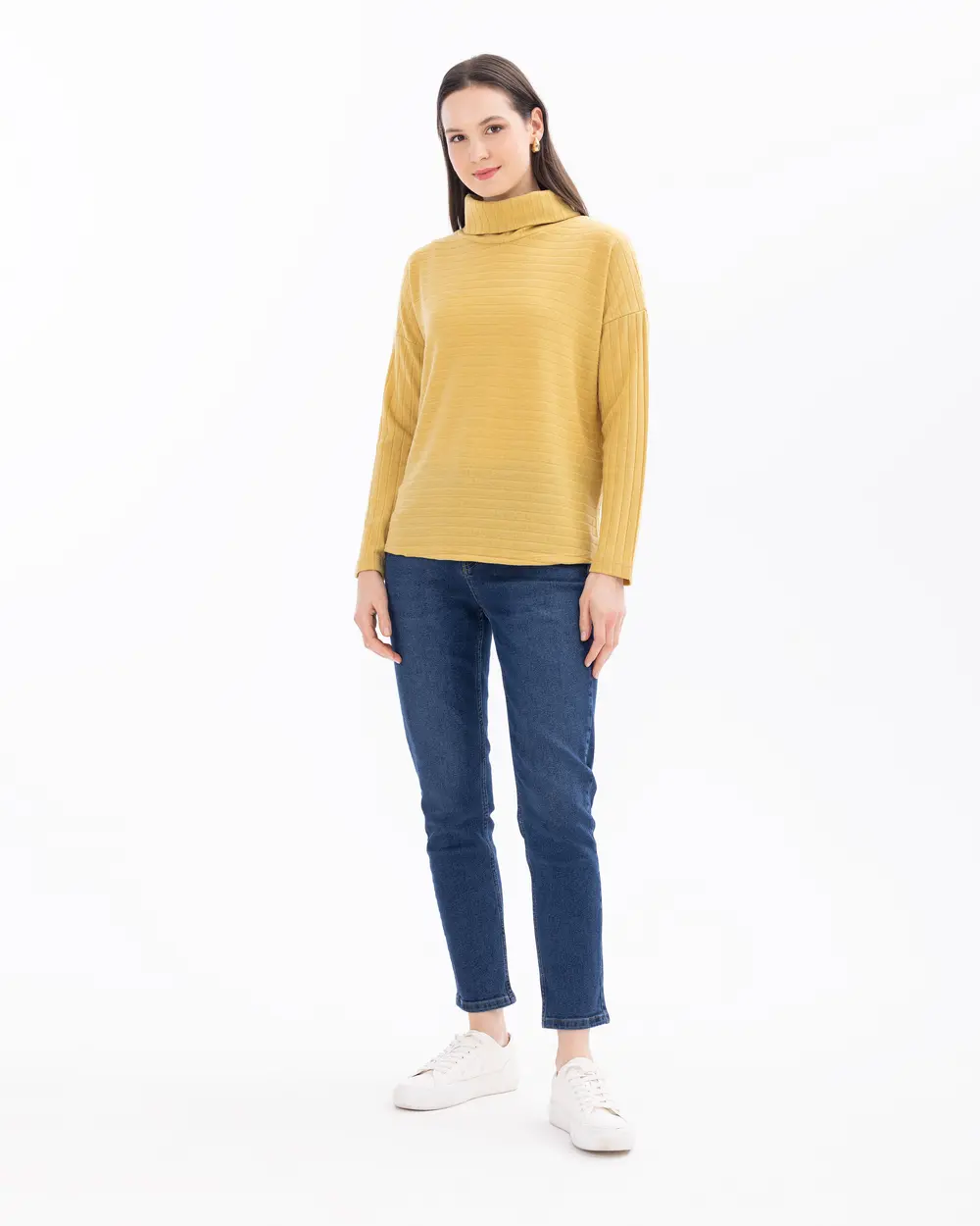 Turtleneck Short-Sleeve Basic Blouse