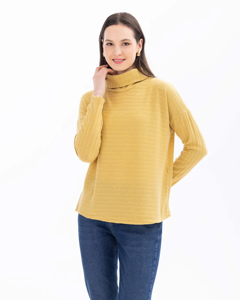 Turtleneck Short-Sleeve Basic Blouse