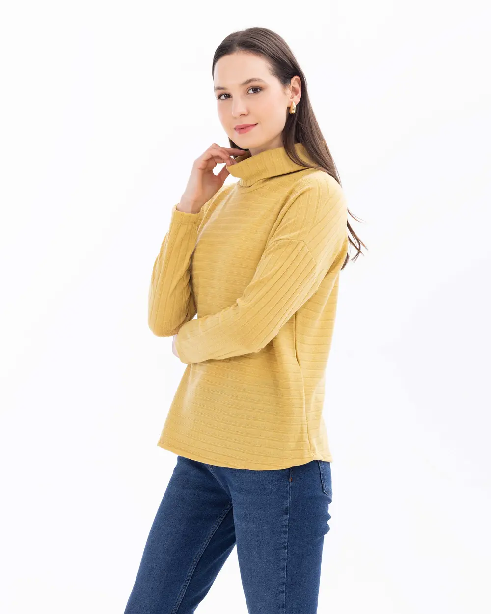 Turtleneck Short-Sleeve Basic Blouse