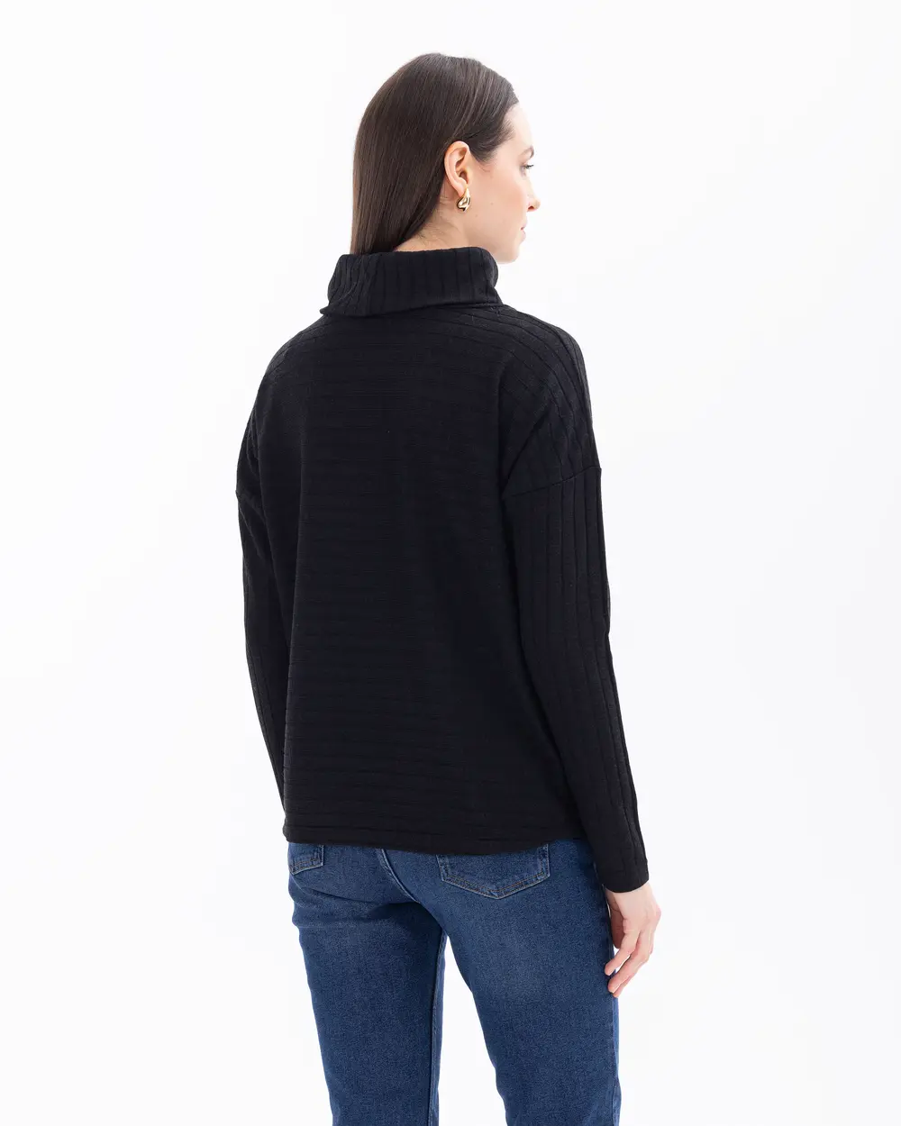 Turtleneck Short-Sleeve Basic Blouse