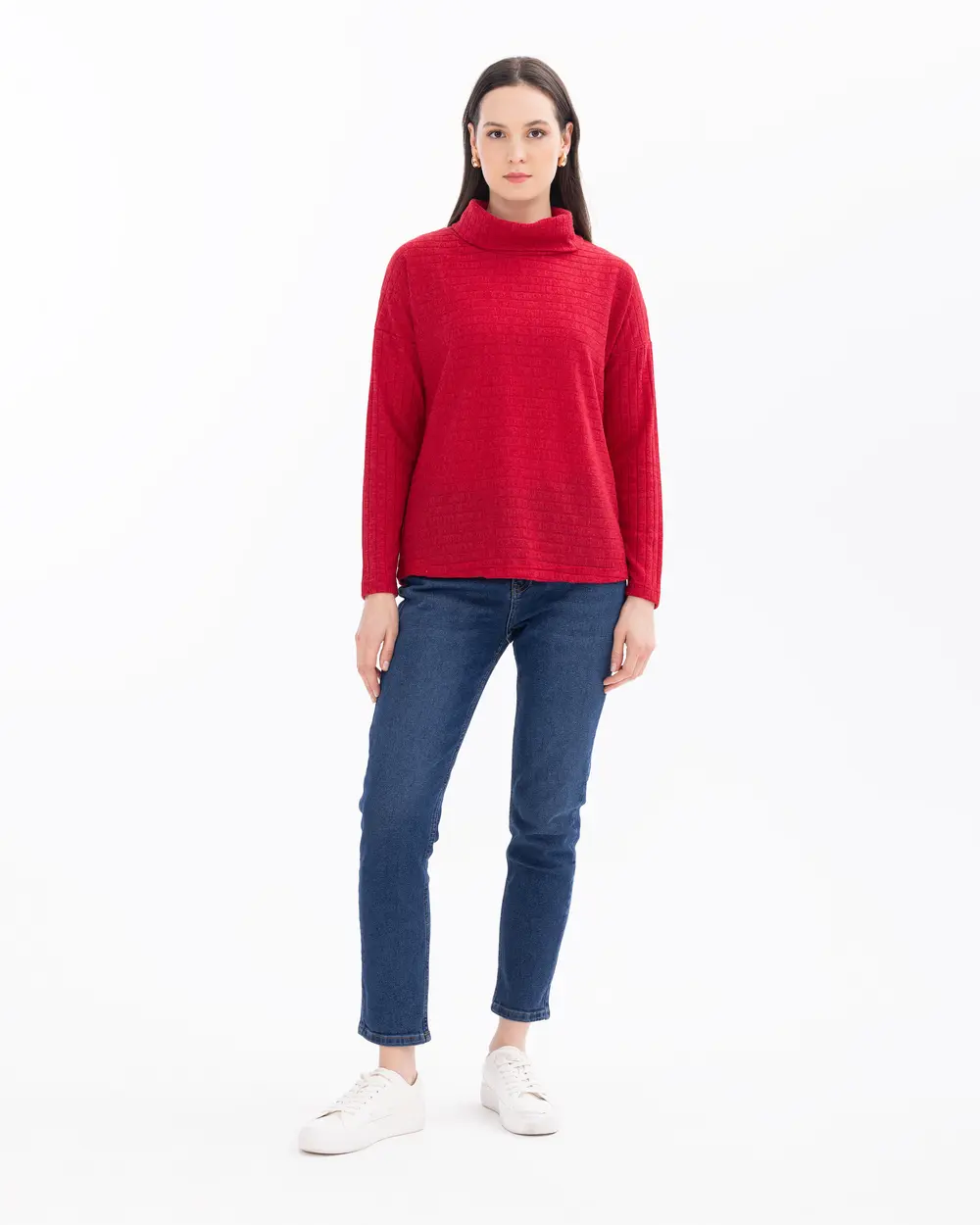 Turtleneck Short-Sleeve Basic Blouse