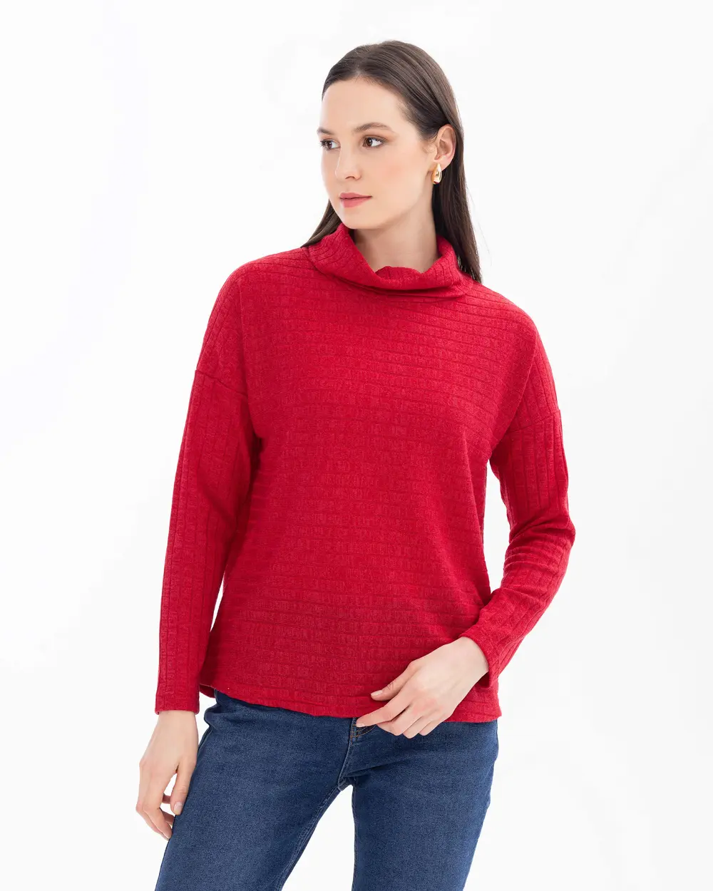 Turtleneck Short-Sleeve Basic Blouse