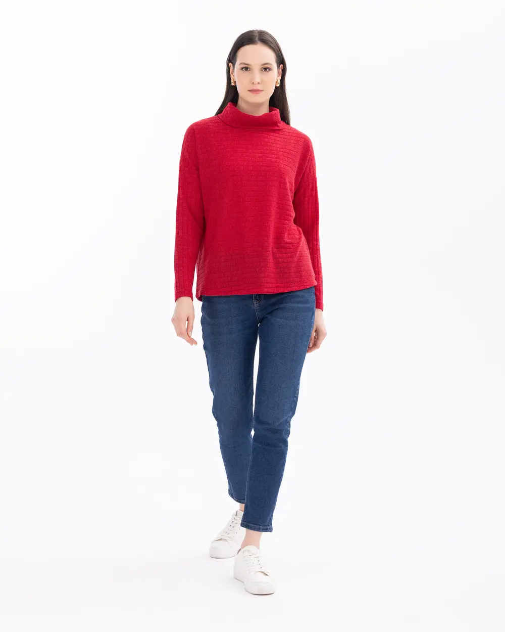 Red short sales sleeve turtleneck