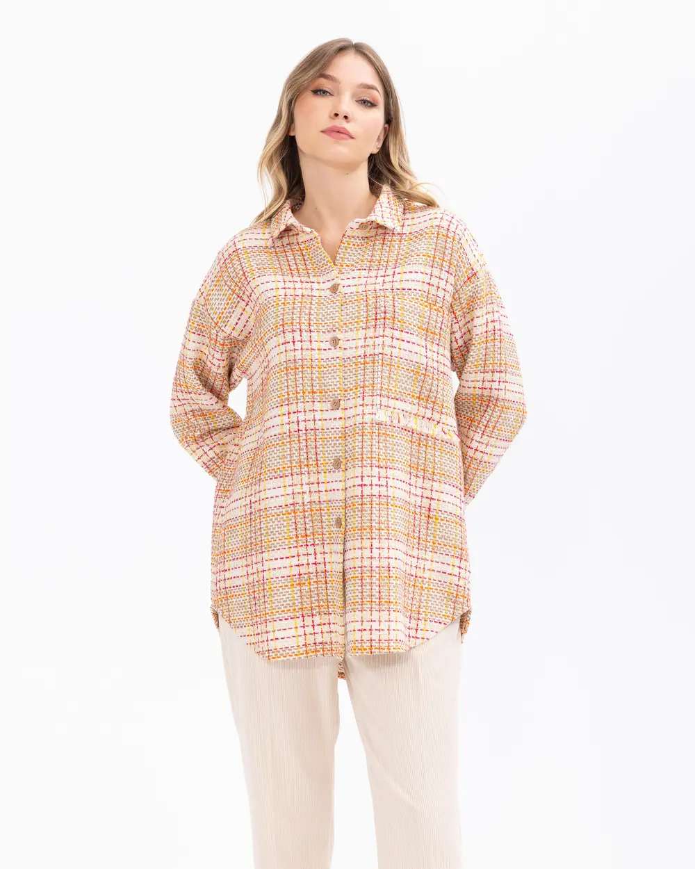 Kare Desenli Tüvit Gömlek