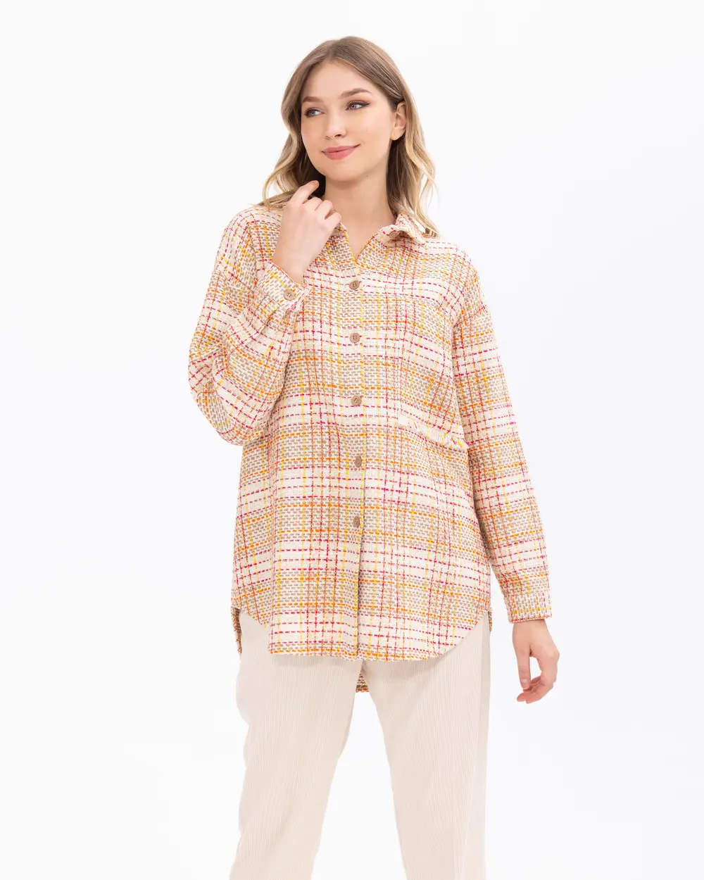 Kare Desenli Tüvit Gömlek