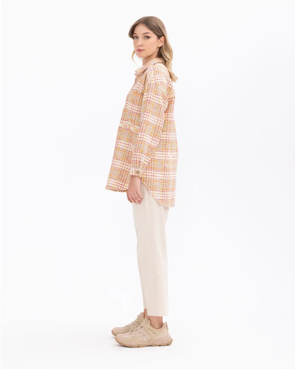 Kare Desenli Tüvit Gömlek